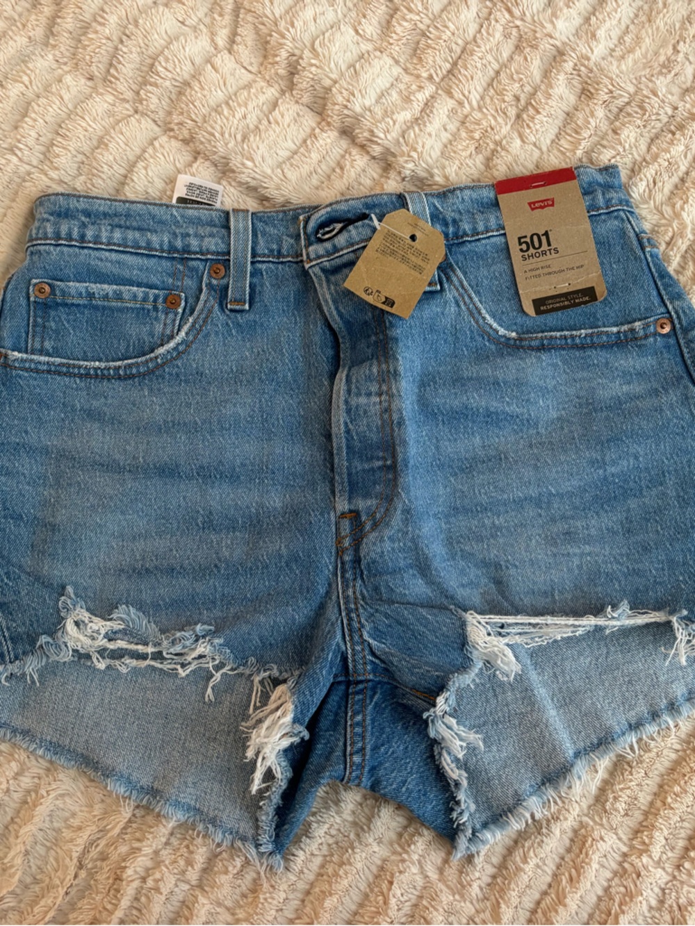 Levi's 501 Distressed Blue Jean Shorts